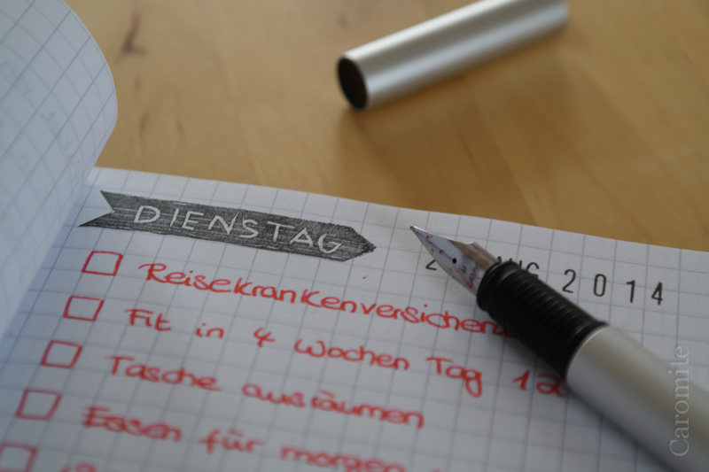 Bullet Journal mit selbstgeschnitztem Wochentags-Stempel